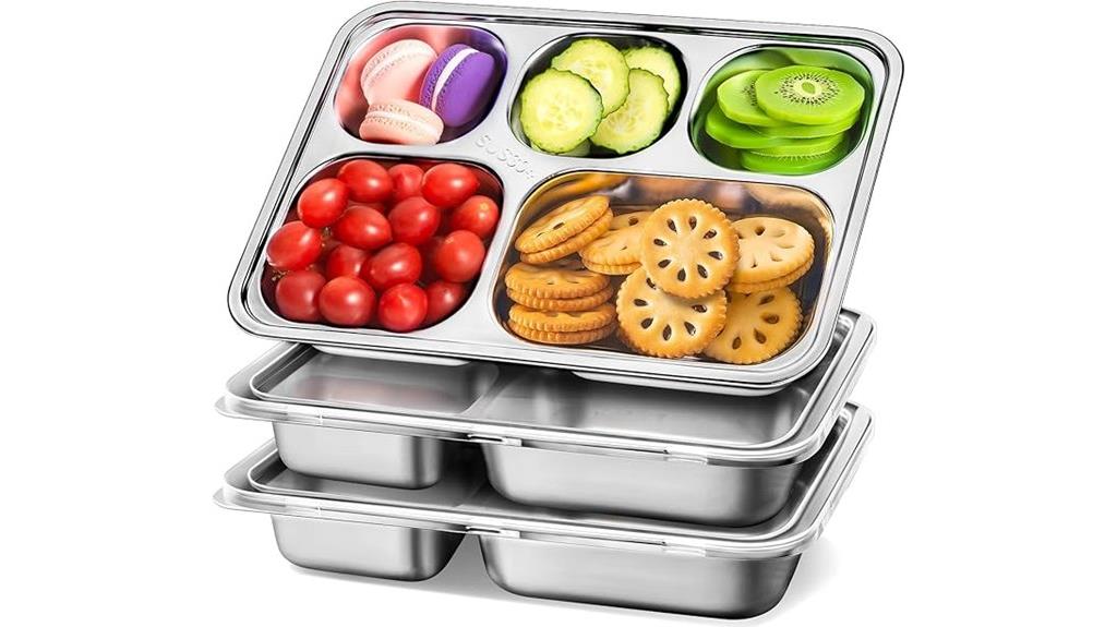 three stainless steel containers