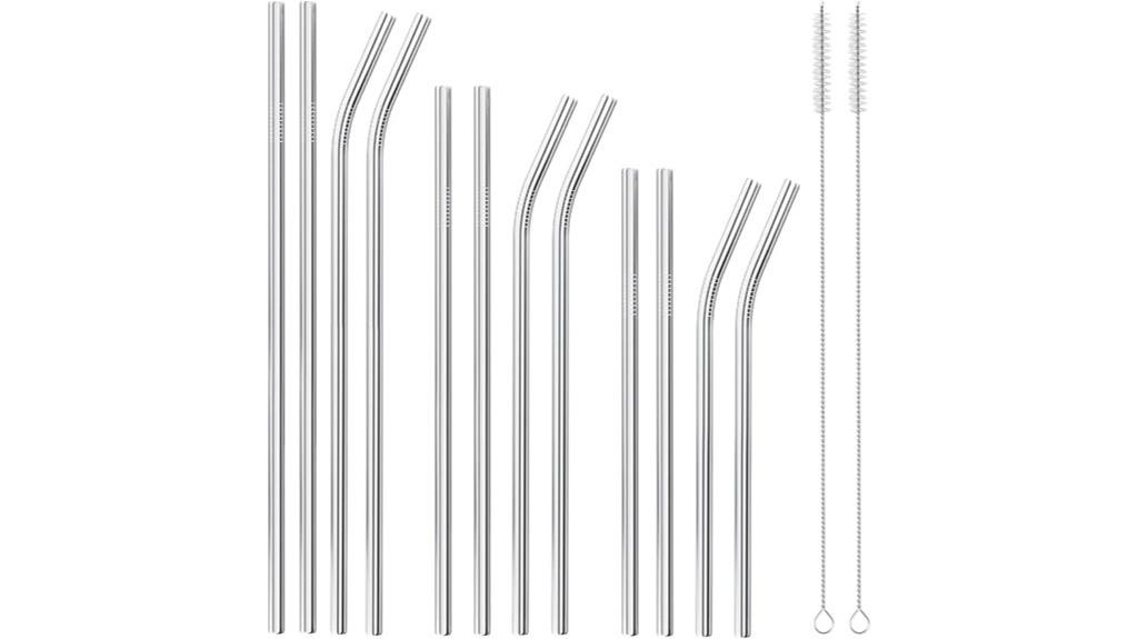 twelve reusable steel straws