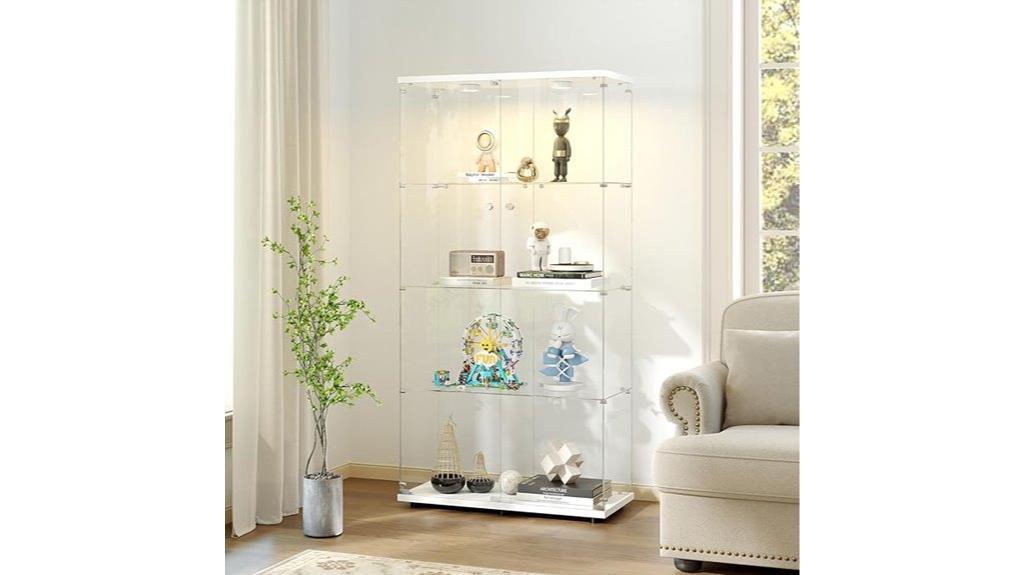 white 4 tier glass cabinet