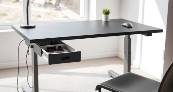 sit stand desks with cable drawers