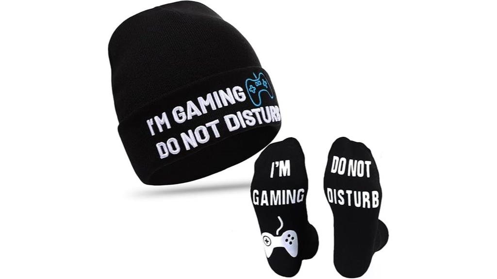 gaming themed sock and hat