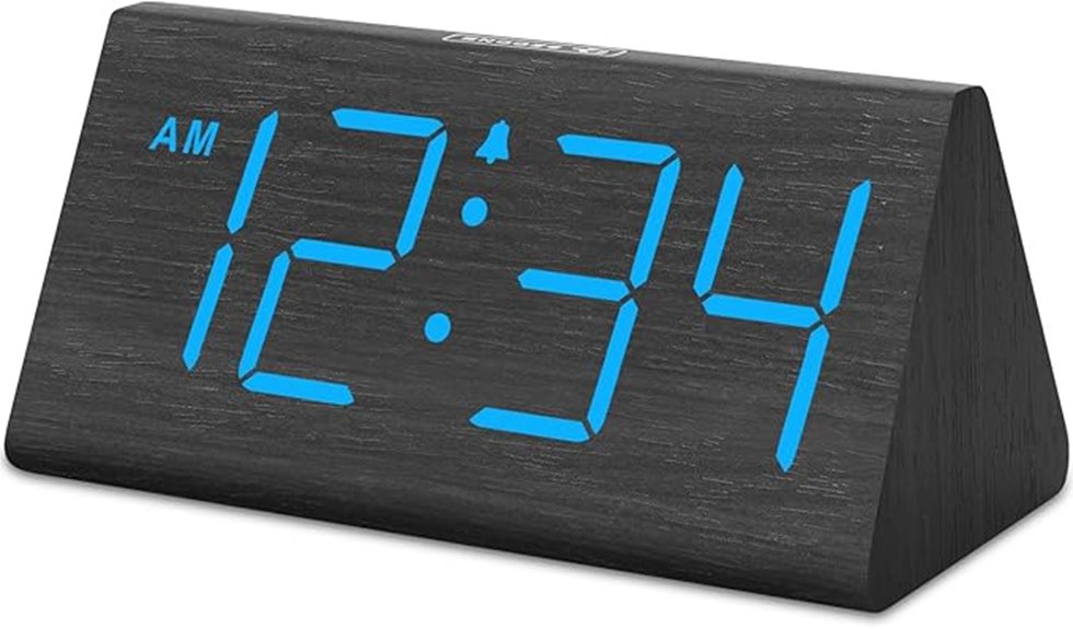 wooden digital bedroom clock