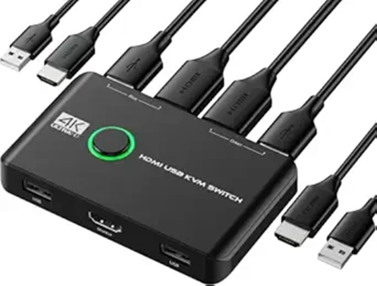 4K HDMI KVM Switch for 2 Computers with Cables