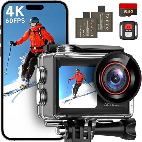 ODDV 4K Action Camera with 64GB Waterproof WiFi