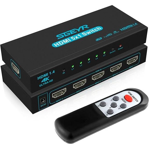 HDMI 5x1 Switcher with Remote 4K Support