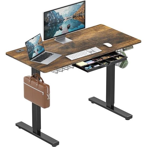 SHW 48-Inch Adjustable Standing Desk with Drawer