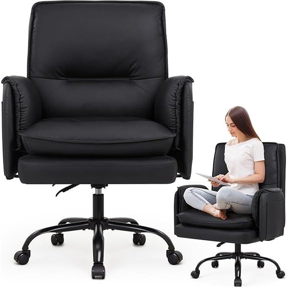 IWMH Upholstered Office Chair with Armrests and Adjustable Back