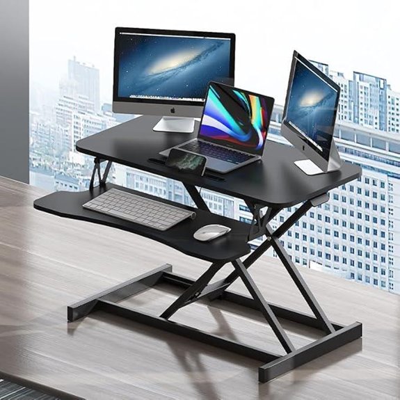 32-Inch Adjustable Sit-Stand Desk with Dual Monitors