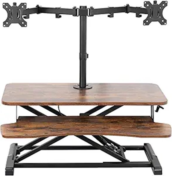 VIVO Adjustable Standing Desk Converter with Dual Monitor Stands