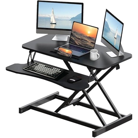 Standing Desk Converter with Dual Monitors
