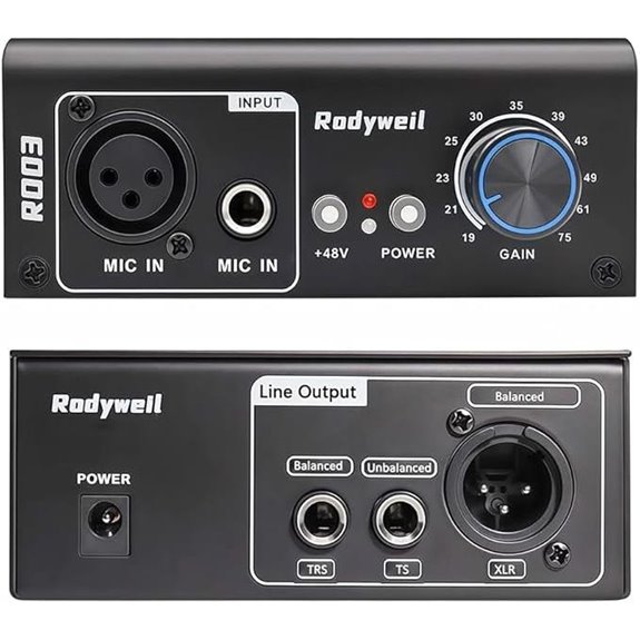 Mic Preamp with Adjustable Gain and 48V Phantom Power