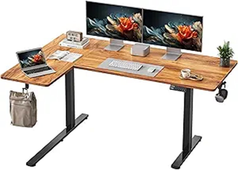 YIHAYO Reversible L-Shaped Electric Standing Desk