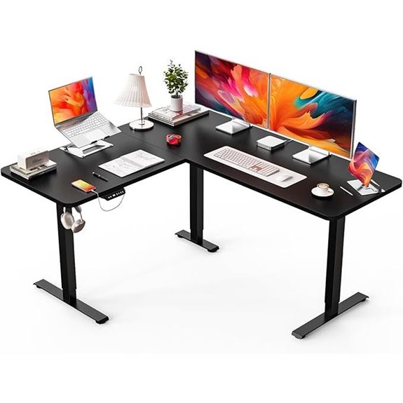 Kingant L-Shaped Adjustable Standing Desk with Charging