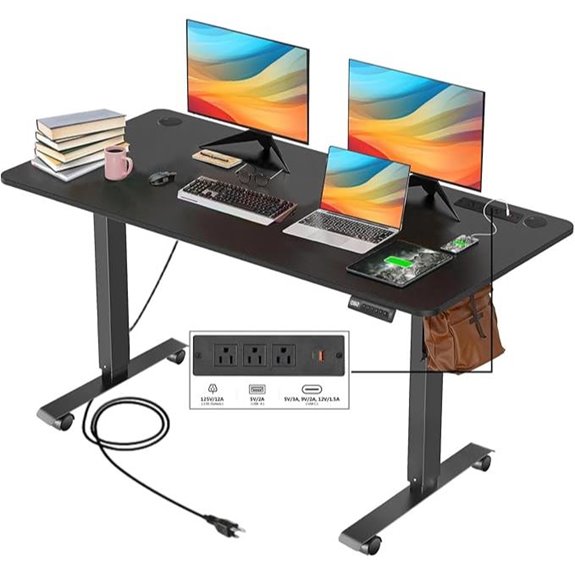 Electric Standing Desk with Wheels and Charging Station