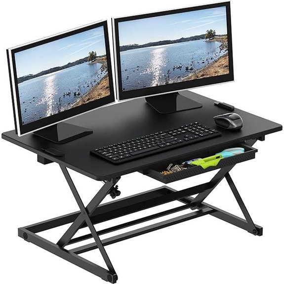 SHW Adjustable Standing Desk Converter Riser