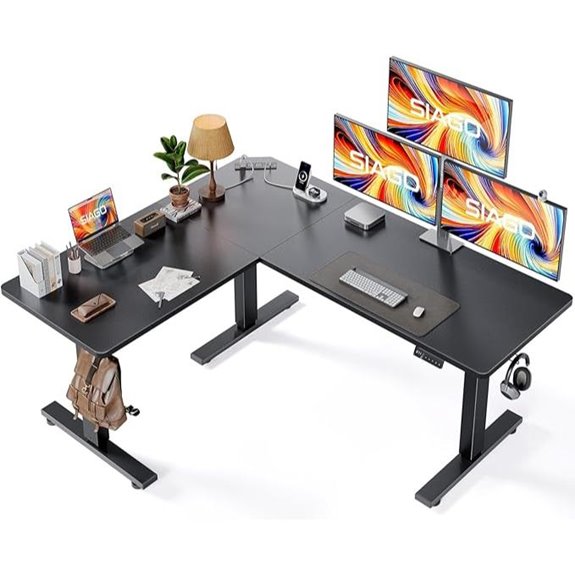 SIAGO L-Shaped Adjustable Standing Desk with Charging