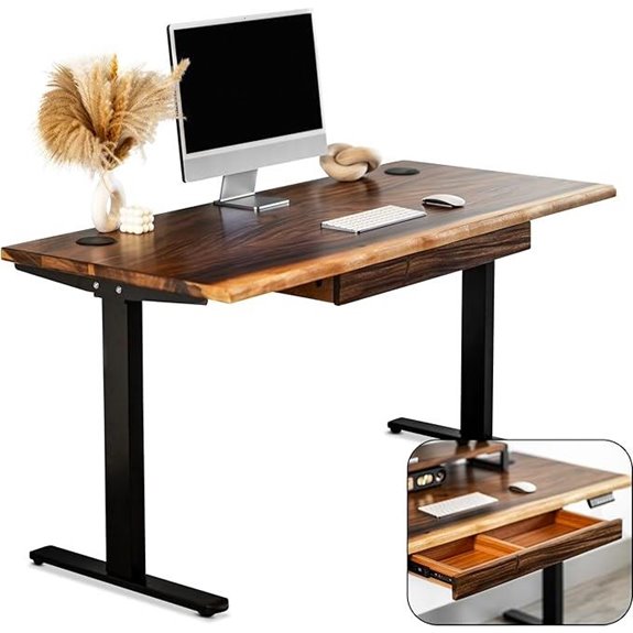 Walnut Standing Desk with Drawer Adjustable Height