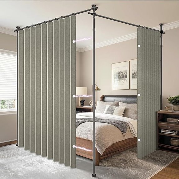 AJAZZ Privacy Room Divider Curtains with Rods