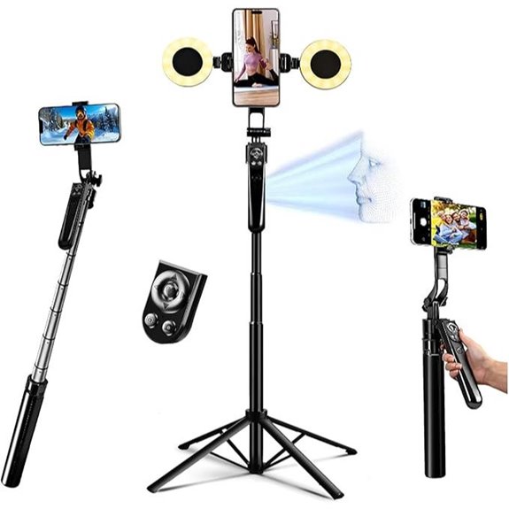 Auto Face Tracking Selfie Stick with Light and Remote