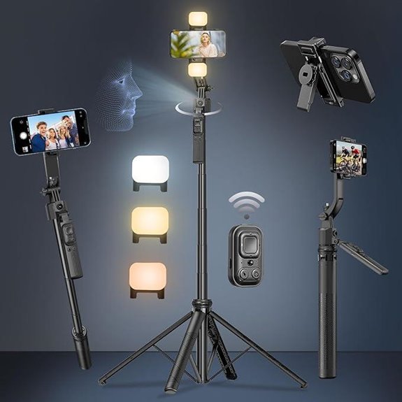 Auto Face Tracking Selfie Stick Tripod with Light