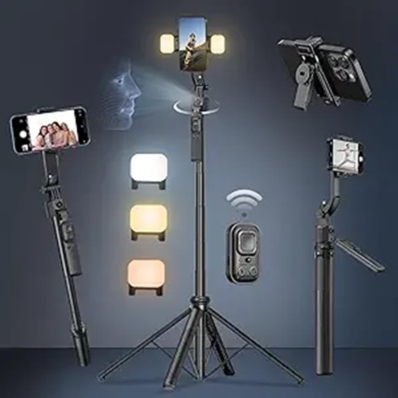 Auto Face Tracking Selfie Stick Tripod with Light