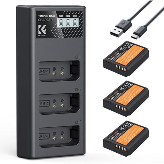 K&F Concept LP-E10 Battery 3-Pack & Charger
