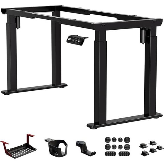 Electric Adjustable Standing Desk Frame Black 264 lbs