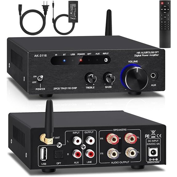 Bluetooth Stereo Amplifier with Bass Treble Control