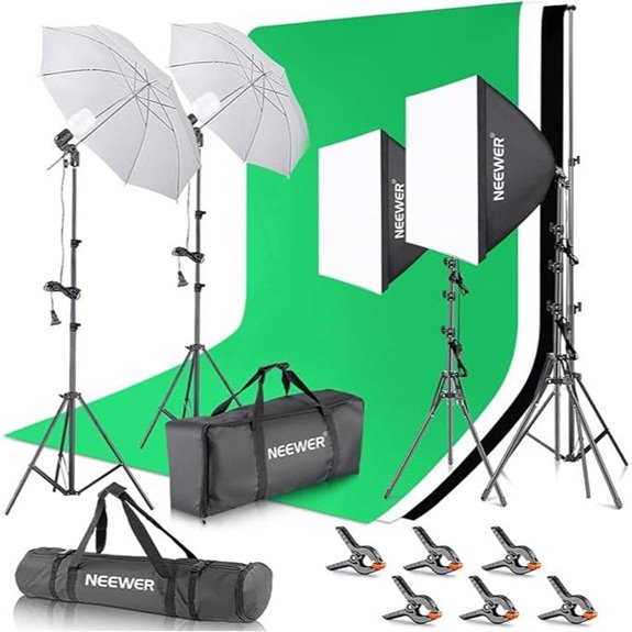 NEEWER Photo Lighting Kit with Backdrops and Softboxes