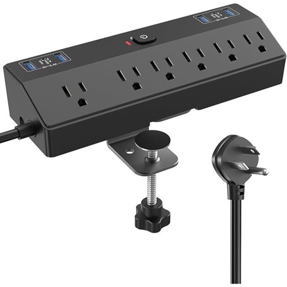 Desk Clamp Power Strip with 40W Fast Charging