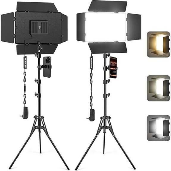 2 Pack Bi-Color LED Video Lights with Barndoor