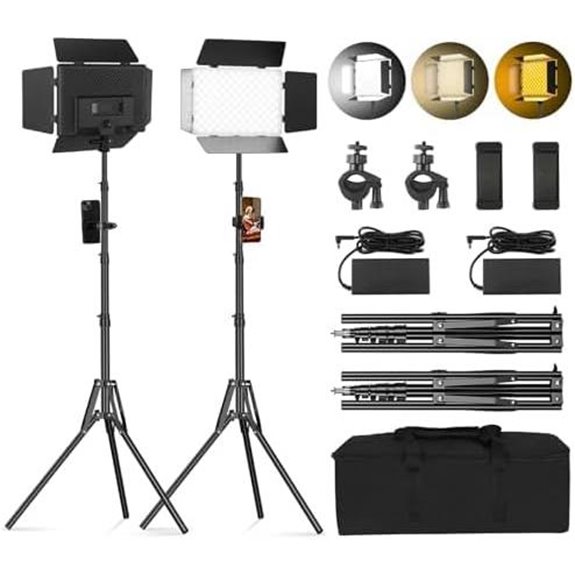 2-Pack Bi-Color LED Video Light with Barn Doors