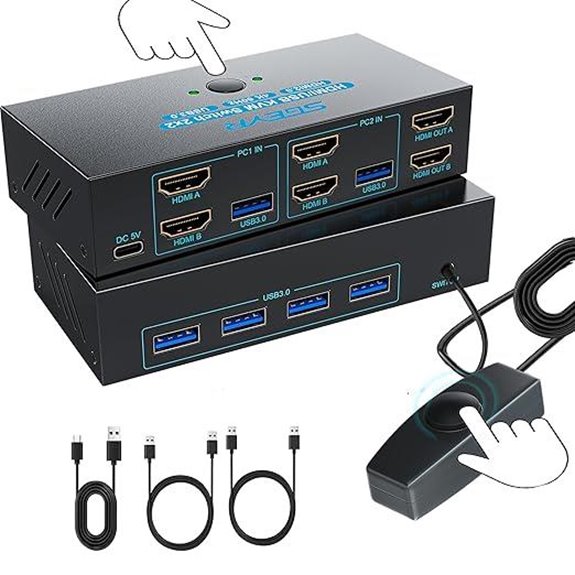 HDMI KVM Switch 2 Monitors 2 Computers 4K@60Hz