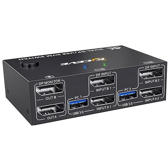 KCEVE Dual Monitor KVM Switch with Remote