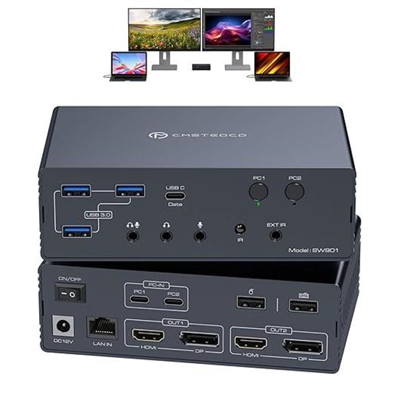 KVM Switch 2 Monitors for M1/M2/M3/M4 Thunderbolt