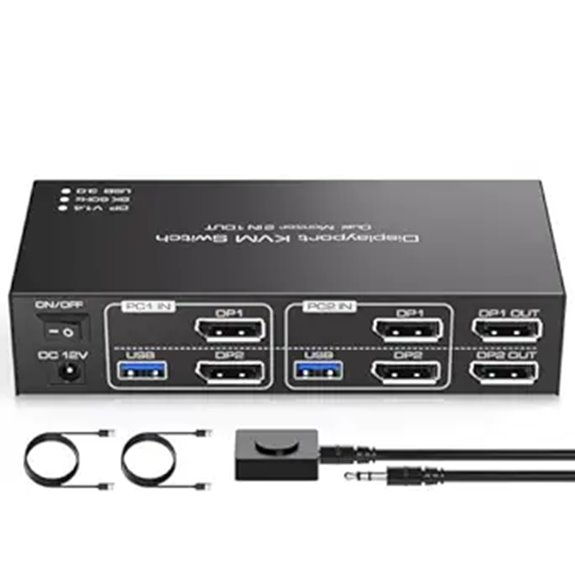 TJCXELE 2-Monitor 2-Computer KVM Switch with USB 3.0