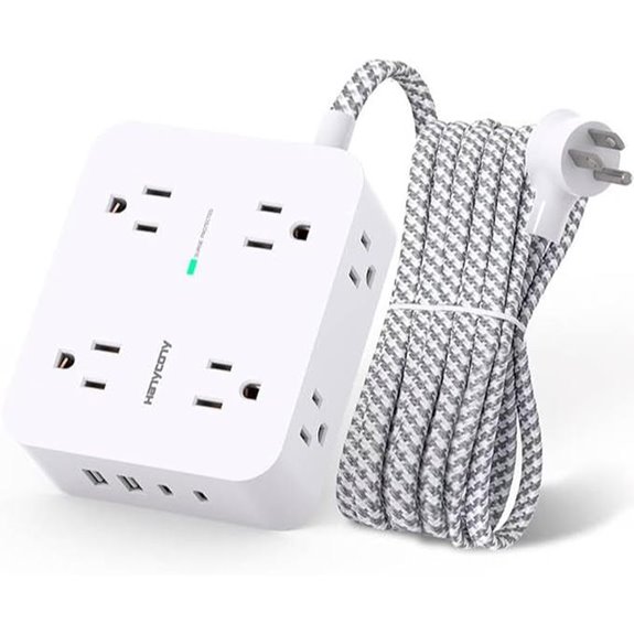 HANYCONY 8-Outlets & 4 USB Surge Protector Power Strip