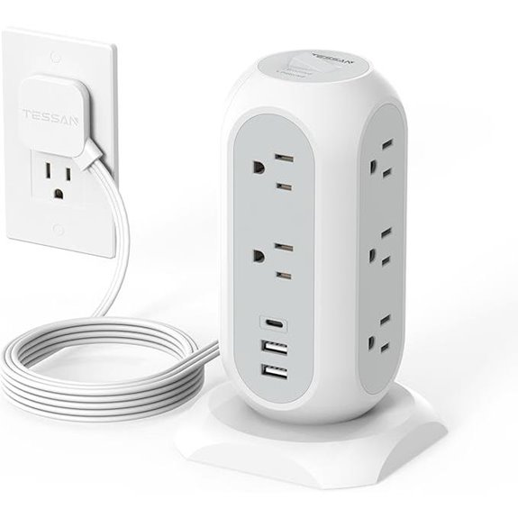 TESSAN Power Strip Tower with 11 Outlets & USB