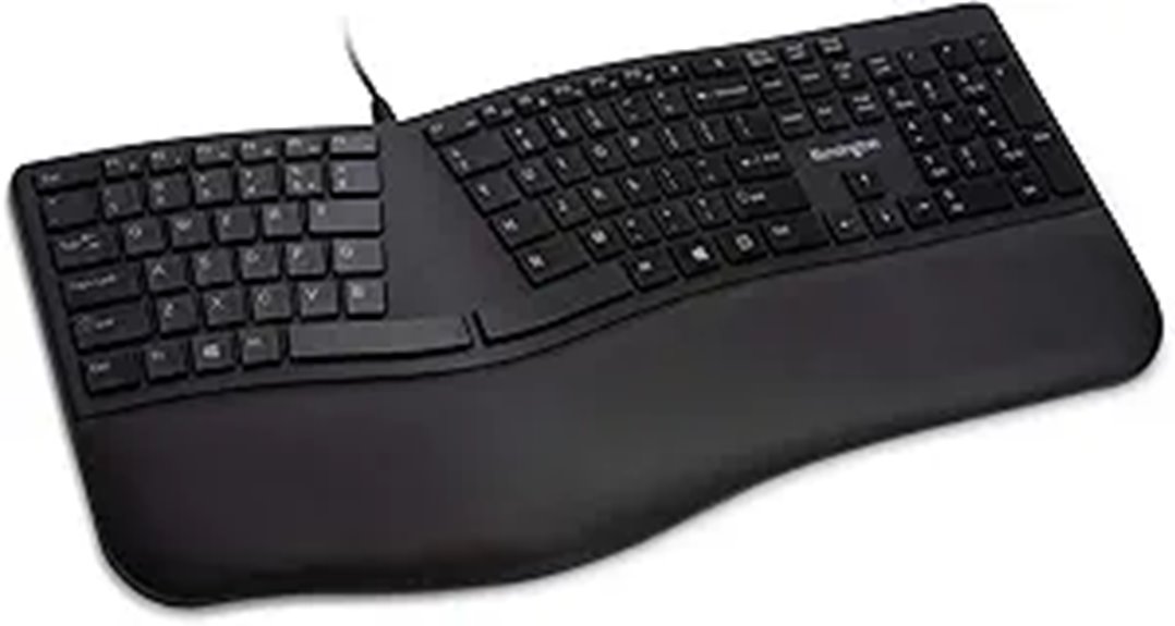 Kensington Pro Fit Ergonomic Wired Keyboard- Black (K75400US)