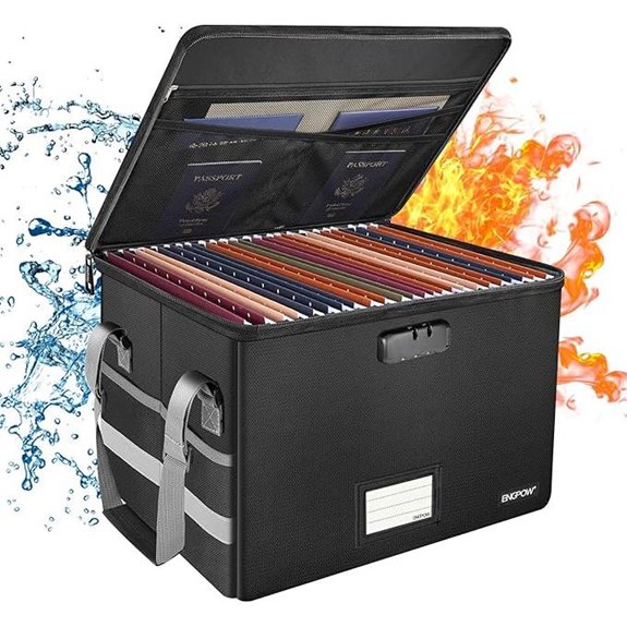 ENGPOW Fireproof Lockable File Box with Pockets