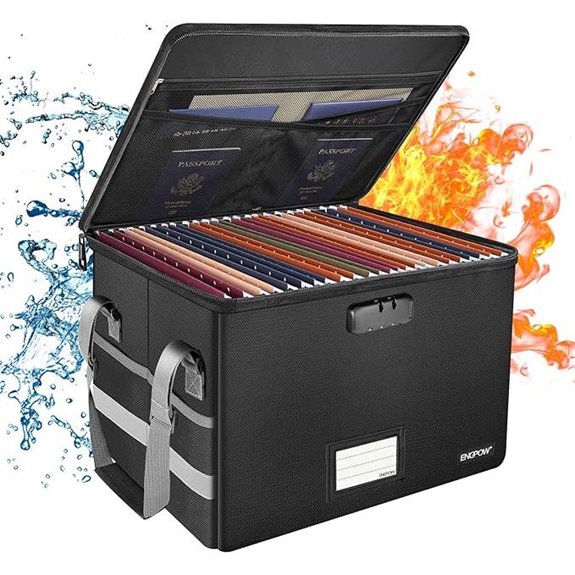ENGPOW Fireproof Lockable File Box with Pockets