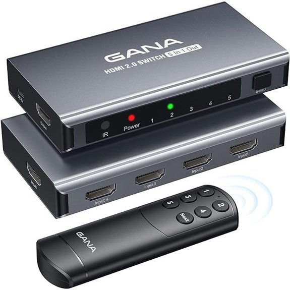 GANA 5-in-1 HDMI Switcher with Remote