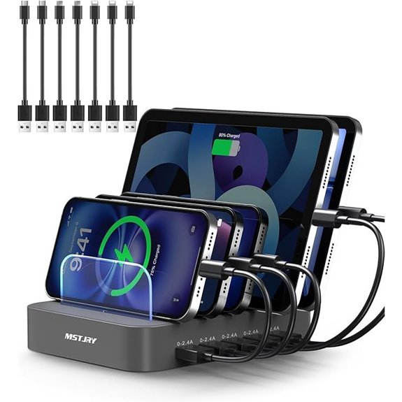 MSTJRY 5-Port USB Charging Station with Cables