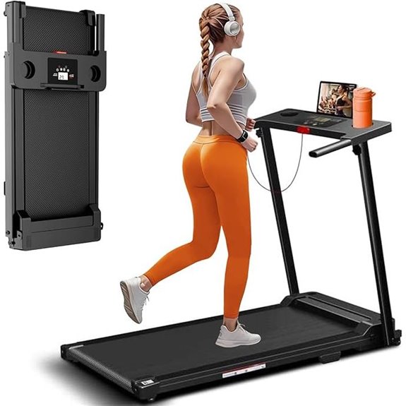 Portable Folding Treadmill with Handles and LED Display