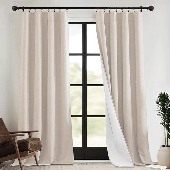 RYB HOME 4-in-1 Soundproof Linen Curtains Taupe