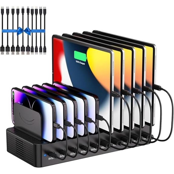 10-Port 100W USB Charging Station with Cables