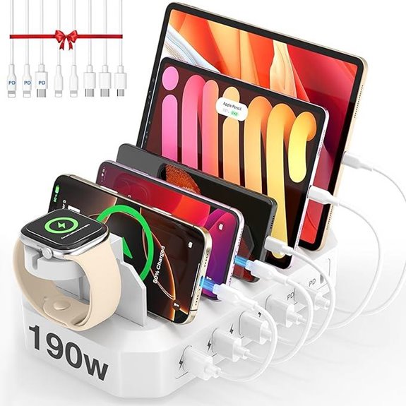 190W Multi-Device Fast Charging Station with Cables