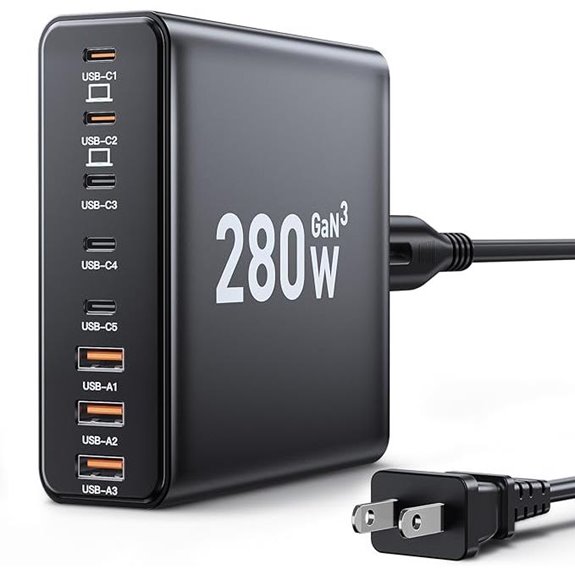 280W 8-Port USB C Charger Station for Laptops