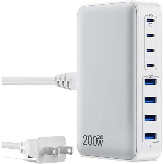USB-C 200W Fast Charger Hub for Laptops and Phones