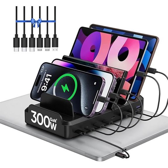 Multi-Device 300W USB-C Charging Station with Cables